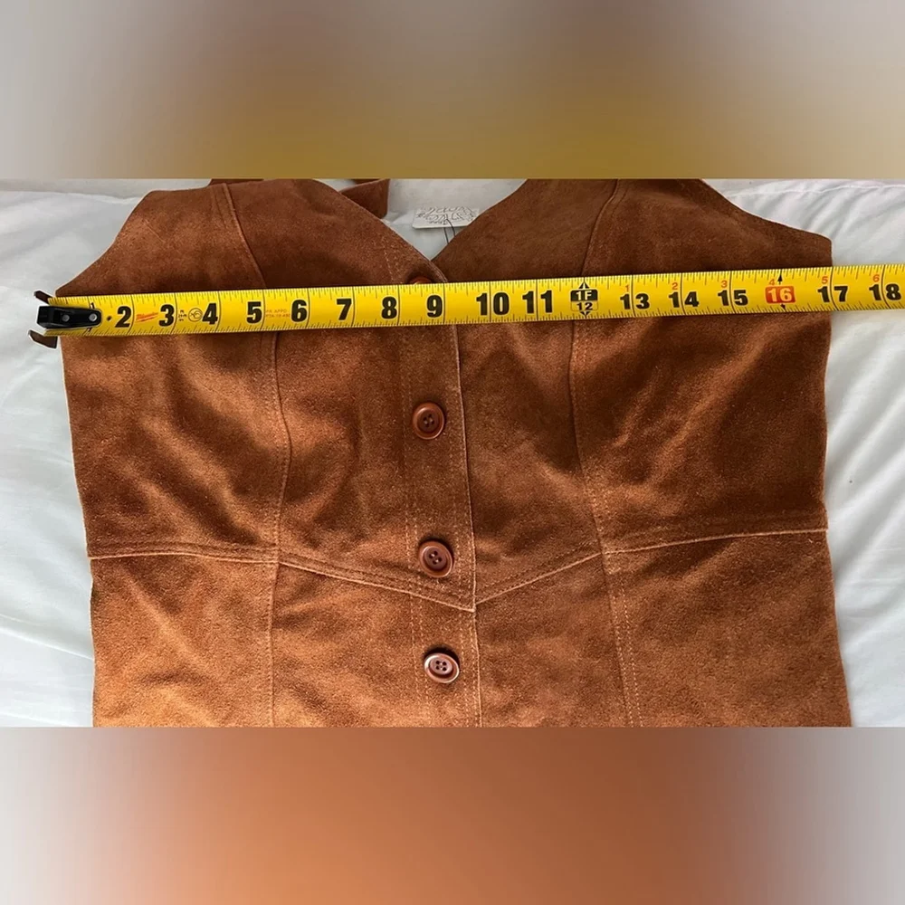 Free People - Brown Leather Suede Abbie Western Cowgirl Mini Dress - Picture 5 of 7